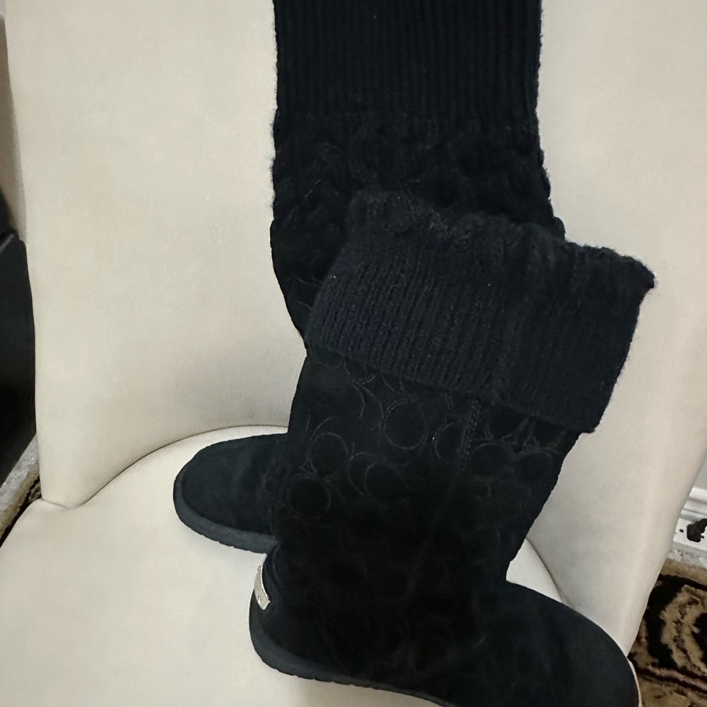 Coach Georgia Black Signature Logo C Suede